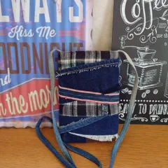 43★USEDデニムリメイク★スマホショルダーバッグ★ポシェット★ジーンズリメイク★