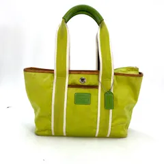 コーチ ハンド トートバッグ 黄緑 旅行 レジャー FZ421