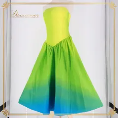 フラダンス 衣装 ワンピース ドレス エミカ グリーン系 Emika チューブトップ グラデーション かわいい 華やか 鮮やか 明るい おしゃれ ハワイアン アロハ フラ ダンス レッスン 練習 ブルー系 イエロー系 イベント シンプル