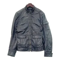 DOLCE&GABBANA ドルチェ＆ガッバーナ レザージャケット ブルゾン ライダース G9Q18L 羊革 メンズ サイズ36 ブラック アウター DM17628■