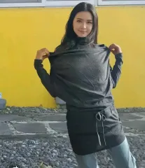 ALTBENY/SML 長い アンサンブル 長袖 タートルネックTシャツ/ブラック グレー