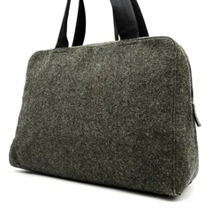 美品 PRADA プラダ ハンドバッグ 三角ロゴプレート レディース ウール フェルト 軽量 軽い グレー ブラック 南京錠 白タグ おしゃれ フォーマル