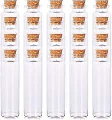 HIRAISM 小瓶 ガラス コルク ミニボトル 20個セット (透明,  15ml)