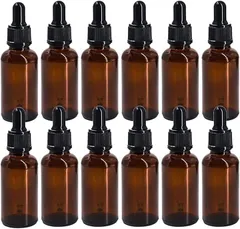 HIRAISM 遮光瓶 スポイト付き アロマオイル 精油 詰め替え 保存用 ガラス製 12本セット (ブラウン,  30ml)