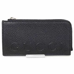 グッチ GUCCI ロゴ ジップカードケース コインケース フラグメントケース ブラック グレイン レザー 835073 未使用品