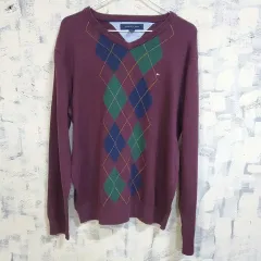 Tommy Hilfiger トミーヒルフィガー Vネック アーガイル ニット M