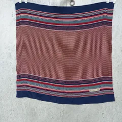 YVES SAINT LAURENT イヴサンローランスカーフ 大判 ストライプ ボーダー ネイビー レッド ◎‗〇◇☆