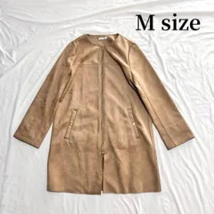 オリーブデオリーブ　OLIVEdesOLIVE　ノーカラーコート　ミドル丈コート　ミディアム丈コート　アウター　ジャケット　フェイクスウェードコート　ベージュブラウン系　Mサイズ　秋冬物コート　美品　送料無料✨
