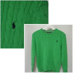ポロラルフローレン グリーン ケーブル編み ラウンドニット ジュニア 10-12歳