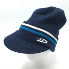 【超美品】パラディーゾ つば付きニット帽 ネイビー ロゴ フリーサイズ(56-59㎝)   ゴルフウェア Paradiso