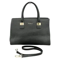 フルラ　ブラック　レザー　2WAY　バッグ　ハンドバッグ　ショルダーバッグ　レディース