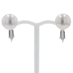 K18WG ホワイトゴールド イヤリング パール 真珠 9.3mm 一粒 ラウンド シンプル 【新品仕上済】【zz】【中古】