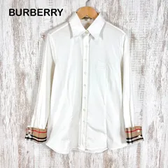 現行タグ BURBERRY LONDON バーバリーロンドン ホースロゴ刺繍 ノバチェック ストレッチ 長袖 シャツ ホワイト レディース トップス