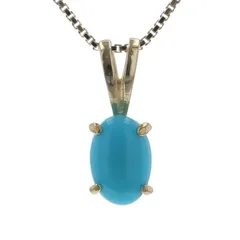 K18YG イエローゴールド ネックレス ターコイズ 一粒 カボション ベネチアンチェーン シンプル 39cm【新品仕上済】【zz】【中古】