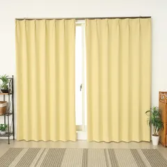 新品 遮光カーテン 遮光1級 フルダル 無地 断熱 「ムック」 5317イエローYE 幅100x丈230cm2枚組 100×230 節電 断熱 保温 防寒 省エネ 冷暖房効果アップ 厚手