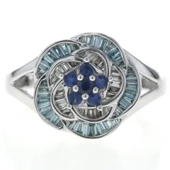 GSTV K18WG ホワイトゴールド リング ダイヤモンド 0.30ct サファイア 0.16ct ブルーダイヤモンド バラ ローズ 花 指輪 12.5号 【新品仕上済】【zz】【中古】