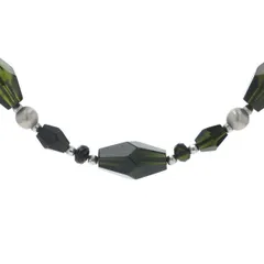 K18WG ホワイトゴールド ネックレス グリーントルマリン カットビーズ カットボール 艶消し 44cm【zz】【中古】