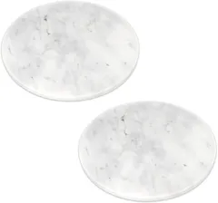 HIRAISM コースター おしゃれ 大理石 プレート 北欧風 直径10cm 2枚セット (ホワイト,  直径10cm)