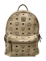 ま*か様 MCM スタッズ ロゴグラム レザー リュック ベージュ バック