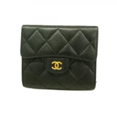 シャネル(Chanel) シャネル 三つ折り財布 マトラッセ キャビアスキン ブラック レディース P1992888
