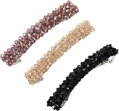 e-na.e-na ヘアアクセサリー バレッタ 入学式 結婚式 ヘアクリップ 髪飾り 髪留め 3個セット ヘアピン バンスクリップ ビーズ ビジュー 上品 (ピンク)