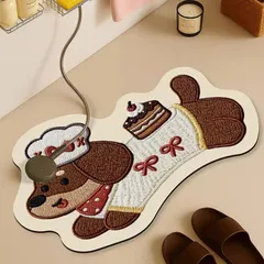 【40x60cm】7mm厚手 麻編み風バスマット 滑り止め吸水 撥水 浴室用