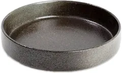 HIRAISM 生け花 花器 水盤 陶器 楕円形 浅型 華道用 (黒,  剣山なし)