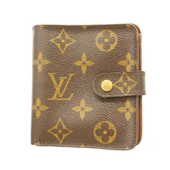 【6ab0379-k】ルイヴィトン 財布 モノグラム コンパクトジップ M61667 ブラウン【中古】レディース