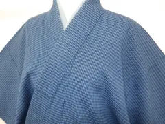 P41378　木綿　縮み　着物　単衣　男物　ｋ