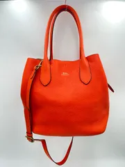 CS2129　ポロラルフローレン　ベルポートトート　レザー2way　トート　ショルダー　オレンジ