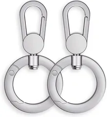 Cocovist カラビナ スマホ ストラップ 丸 黒 艶消し マット 回転 金具 おしゃれ 360度回転 ナスカン フック リング 鍵 キーホルダー パーツ (シルバー,  5 cm)