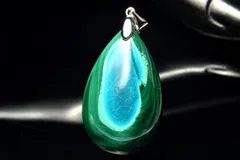 【１点物】シルバー925◇希少 クリソコラインマラカイト　32x21mm　ドロップ ペンダントトップ パワーストーン 天然石 _PC8540