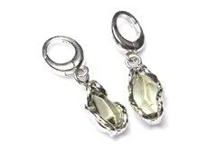 希少◇シルバー925 モルダバイト　6.5-10x4-6mm　原石ラフカット ペンダントトップ 1個売り パワーストーン 天然石 _PRG2417