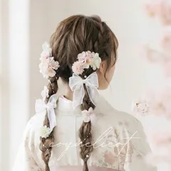 【coquelicot】桜満開  髪飾り リボン ／ 成人式 卒業式 七五三 ツインテール コクリコ髪飾り