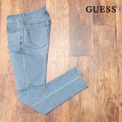 GUESS/31インチ/アンクル丈デニムパンツ MMM2D8074 ストレッチ快適 ウォッシュ ライトオンス テーパード 新品/青/ブルー/pb322/