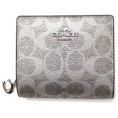 【新品 未使用】コーチ 財布 COACH アウトレット スナップ ウォレット シグネチャー キャンバス 二つ折り財布 シルバー CCL96 SVYGP