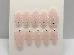 淡いピンク ラメ・ストーン  ネイルチップ