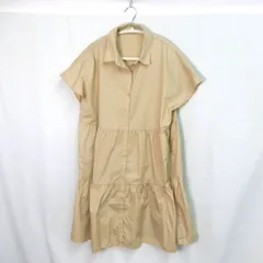 GU ジーユー ティアードミニ シャツワンピース 半袖 ベージュ Lサイズ □〇