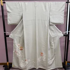 付け下げ　訪問着　着物　袷　菊菱　唐草　一つ紋　リサイクル着物　h-874