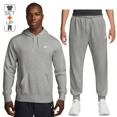 ナイキ スウェット メンズ 上下 NIKE クラブ フレンチテリー プルオーバーパーカー ジョガーパンツ セットアップ スポーツウェア 上下組 トレーニング 男性 スエット 灰色 グレー パーカ ロングパンツ nike  /FN3867-FN3802-063