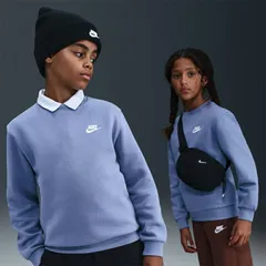 ナイキ キッズ 裏起毛 トレーナー 長袖 NIKE YTH NSW クラブ フリース クルーネック 140-160cm 子供服 ジュニア スウェットシャツ 子ども スポーツウェア スエット  ワンポイント 青 ブルー キッズウエア/FD3006-499
