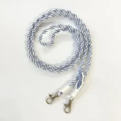 【ハンドメイド】マクラメ　ショルダーストラップ　水色　白