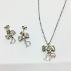 クリスチャンディオール　ChristianDior  リボンデザイン　 ネックレス&ピアス　＊ワケアリ＊         …e.s