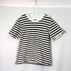 MUJI 無印良品 ボーダークルーネック半袖Tシャツ ホワイト×ブラック Mサイズ □〇