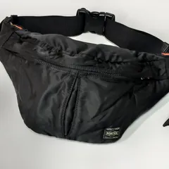 【美品】PORTER ポーター　タンカー ボディバック ウエストバック　刺繍ロゴ 美品　ブラック/オレンジ　吉田カバン　YKK　三日月型