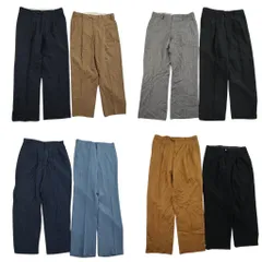 古着卸 まとめ売り スラックス パンツ 8枚セット (メンズ 34 ) センタープレス ワイド ネイビー ブラック 中古 古着 ND2884