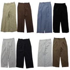 古着卸 まとめ売り スラックス パンツ 8枚セット (メンズ 34 ) ストレート ダブル仕様 センタープレス ワイド 中古 古着 ND2913