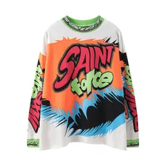 《全新未使用》レーシング風 ヴィンテージ 長袖Tシャツ サイズ S–XL（K）