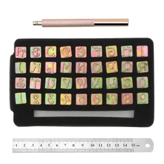 新品 Pacify レザークラフト 工具 刻印セット 36個 アルファベット 数字 スタンプ キット 交換式 9mm 革用 菱目打ち DIY 手作り 革細工 セット （スチール定規と収納ケース付き）
