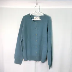 KUMIKYOKU クミキョク カーディガンニット カシミヤPURE CASHMERE 丸首ビジューボタン ブルー サイズ3 〇□